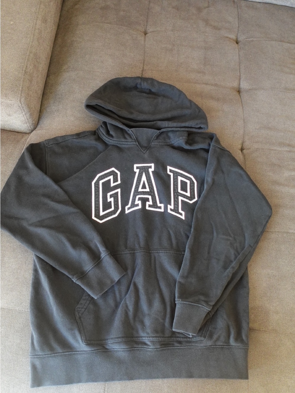 GAP Big Kids Black Hoodie with White Logo